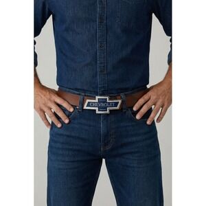 Vintage Chevrolet Logo Metal Buckle Blue  Gold Silver Men's